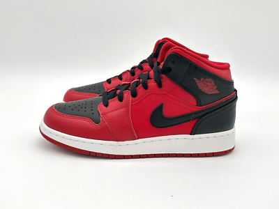 Air Jordan 1 Mid Shoes GS Size 6Y Reverse Bred Gym Red Black  display picture 1
