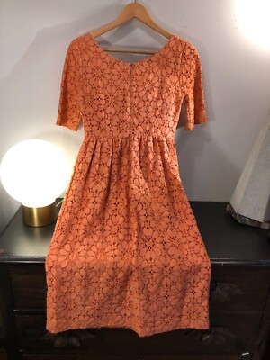 Zara Basic Peach Floral Lace Dress, Size XS