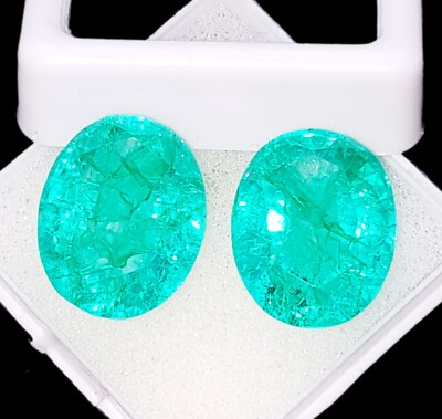 Loose Gemstone Natural Emerald Pair Certified 8 to 10 Ct Oval Cut L375
