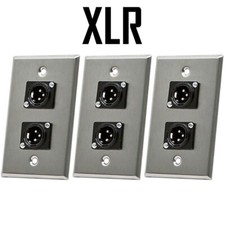 3x XLR Audio Socket Wall Plate 3 Pin Male Connector 2 Port Zinc Alloy Mic Plug