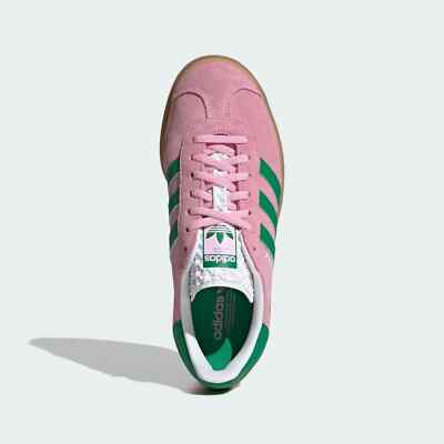 New Adidas Women's Gazelle Bold Shoes - True Pink / Green (IE0420