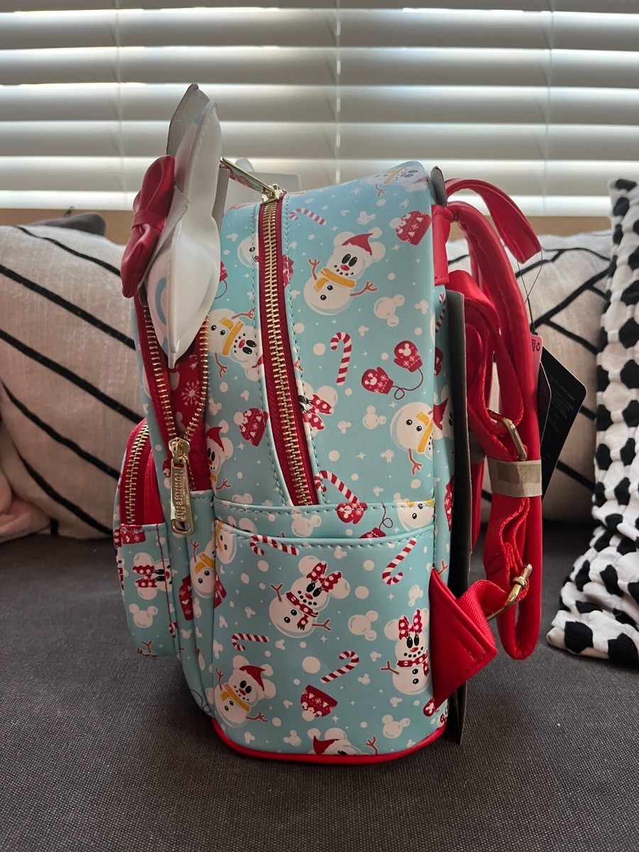 Loungefly Disney Mickey and Minnie Snowman AOP Mini Backpack  display picture 1