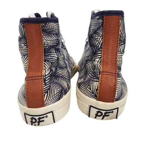 PF Flyers High Top Sneakers Mens 9.5 Womens 11 Blue Canvas Leather Rigid Wedge - Picture 11 of 13
