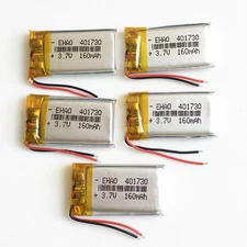 5 pcs 3.7v 160mAh 401730 Lipo Polymer Li Rechargeable Battery For Earphone Watch