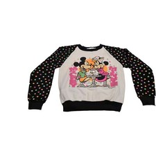 Vintage 90's Mickey Minnie Mouse Girl Sweatshirt Sparkle Ice Cream Cute Love NEW
