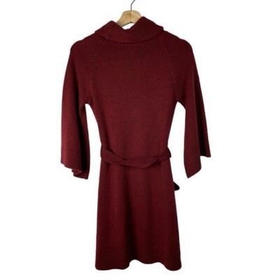Mossimo Burgundy Red Tie Waist Turtleneck Sweater Dress XS | eBay