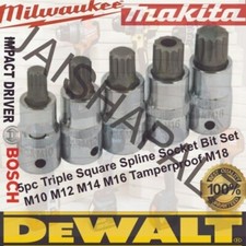 Bergen 5pc 1/2 Triple Square Socket Bit Set XZN BMW Mercedes Volkswagen M16H