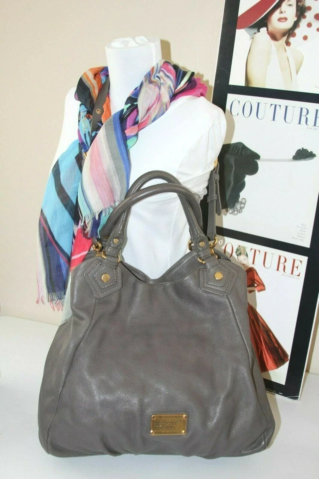 Marc by Marc Jacobs классический Q Fran серый кожаный большая сумка с короткими ручками $488 #42 * P - Изображение 2 из 4