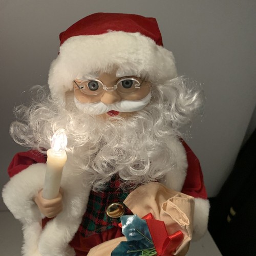 18" Santa Claus w/ Candle & Bag Animated & Illuminated Figure Trim A Home Box! - Picture 15 of 23