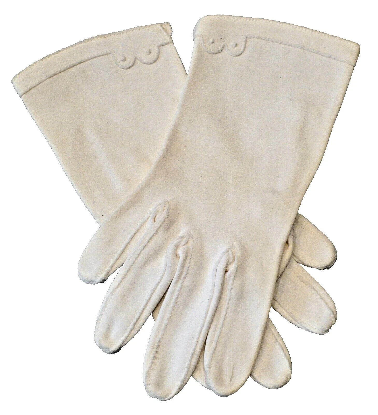 White Leather 1970s Vintage Gloves