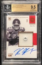 2017 PANINI ENCASED KAREEM HUNT, #123, AUTO, ROOKIE, CAP SERIAL #23/75, GEM MINT