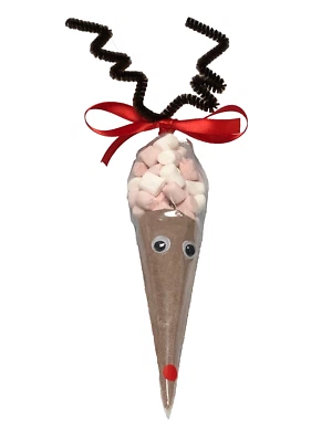 THE CAKE AND SUGARCRAFT STORE Reindeer Hot Chocolate Cones-Christmas Eve Box/Stocking Filler