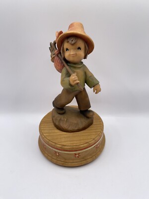 Vintage Anri Rotating Wooden Music Box - Wanderlust 