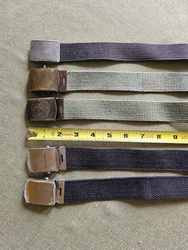 Lot of 5 Vintage Canvas Belts - Levi's Military Army Surplus - Black Dark Green - Picture 15 of 20
