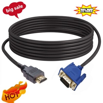6FT HDMI-compatible to 15Pin VGA HD Male Adapter Converter Cable For PC DVD NICE