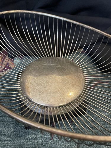 Silver Vintage BERNARD SILVERPLATE Bread Basket Fruit Bowl 12” Oval Patina - Picture 2 of 4