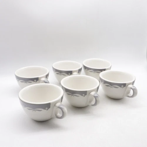 VTG 1968 Jackson China Coffee Mug Restaurant Ware Gray Regal Pattern Set Of 6