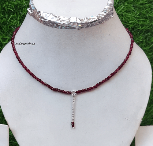 Collar natural de 3 mm granate rojo cuentas redondas facetadas de piedras preciosas regalo para ella - Imagen 3 de 4
