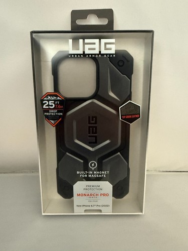 *NIB* UAG Monarch Pro TopGrainLeather MagSafe Case for iPhone 14 PRO MAX - Gray