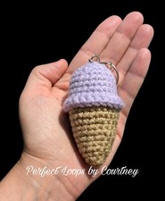 Crochet Ice Cream Keychain Purple Ice Cream Handmade Keychain