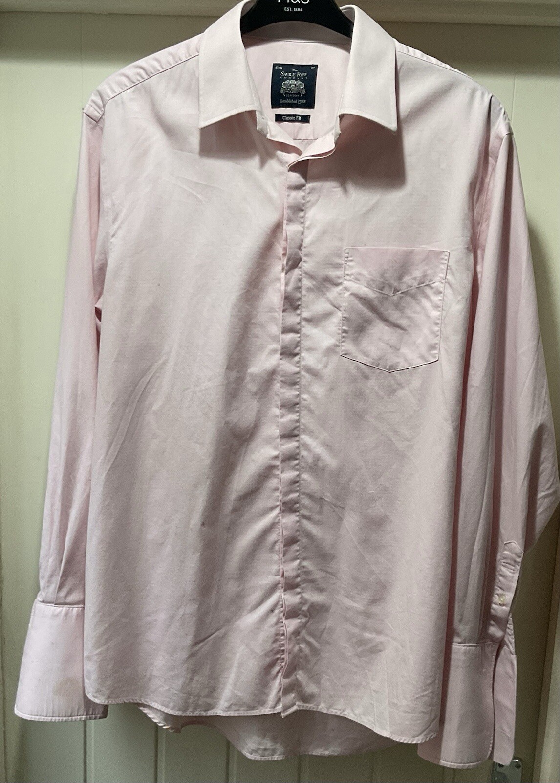 FILA Camicia formale uomo Saville Row Company vestibilità classica doppio polsino 100% cotone 17 rosa