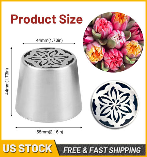 Stainless Steel Russian Flower Icing Tip Pastry Piping Nozzle Baking Tools US