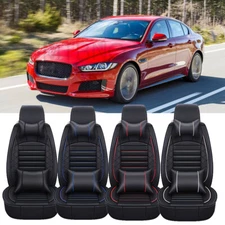 For Jaguar XE XF XJ Leather Front + Rear Car Seat Cover 5-Seats Cushion Full Set