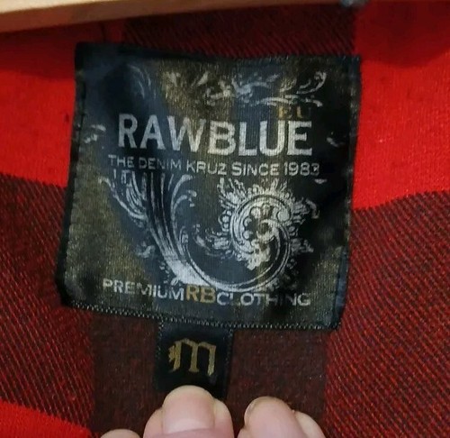 RAWBLUE Men's Black Red Lumberjack Check Faux Leather Sleeves Bomber Jacket UK M - Picture 5 of 24