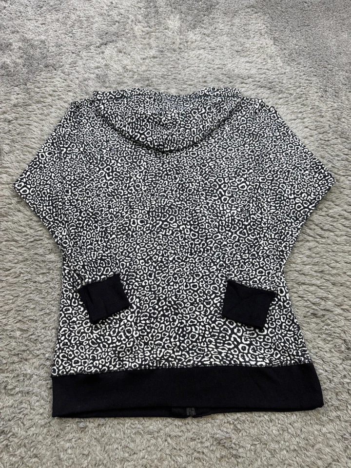 DKNY Hoodie Women Small Animal Leopard AOP Full Zip Fleece Sweatshirt Sweater - Image 2 of 4