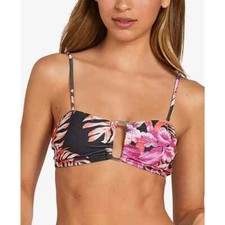 Volcom L31052 Women's Black/Multi U Da Palm Croplette Bikini Top Size S