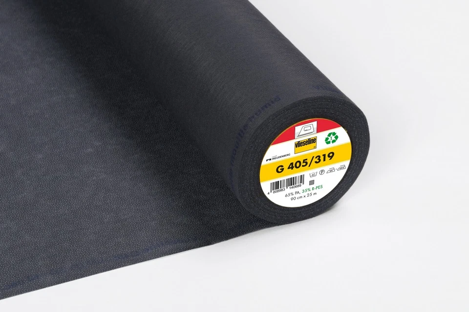 Meterware VLIESELINE G405 schwarz Freudenberg fixierbare Einlage bügelbar Vilene