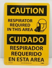 OSHA Caution Respirator Required In This Area Bilingual Sign With Graphic TF