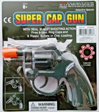 SUPER CAP GUN TOY PISTOL HANDGUN  8 SHOT KIDS Orange Plug PLUS 9 RING CAPS