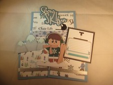 SET TAPPETINI PER PAGINE ALBUM DI RITAGLI CARTA 3D DIVERTIMENTO SCI NEVE