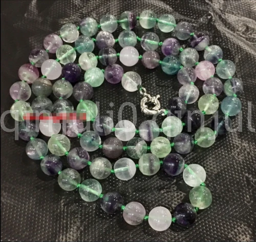 Genuino Natural 8/10mm Multicolor Fluorita Gemas Redondas Joyería Collar 18-100"" Foto 2 de 3