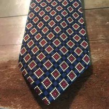 Vintage Burberrys London Mens Tie 100 Silk Blue Red Gold