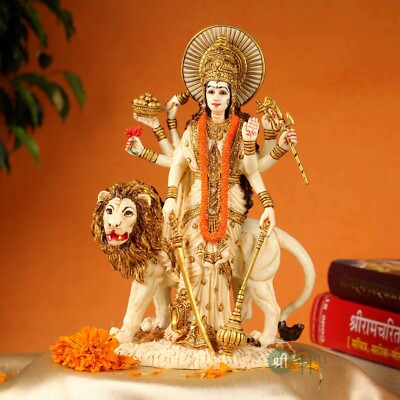 Durga Maa Statue Amba Idol Shaila Putri Kali Sculpture Durga with Lion Home Deco