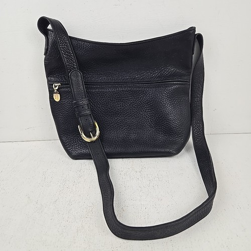 Stone Mountain Black Pebbled Leather Purse Shoulder Bag Satchel Tote