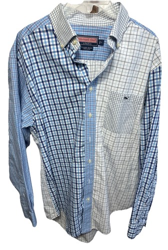 Vineyard Vines Hemd Herren L bunt kariert Patchwork Tucker Knopfleiste Wal Logo