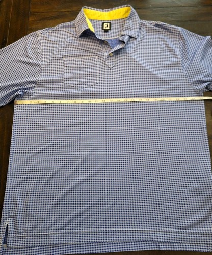 FootJoy FJ Polo Golf Shirt Men’s White/Blue Checked Sz XL Embroidered Sleeve - Picture 9 of 10
