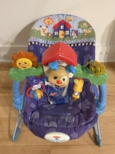 Fisher-Price Baby Bouncer with Toy Bar, Vibration, Purple Blue Multicolor