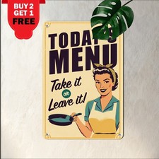 Funny Todays Kitchen Menu Metal Tin Sign Retro Restaurant Wall Decor Plaque 8x12