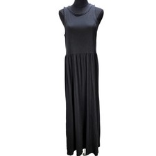 Women's J. Crew Medium Black Cotton Sleeveless Drop Waist Maxi Dress Minimalist