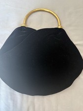 Coblentz Vintage Black Velvet Evening Bag 1950s/1960s Brass Handle.