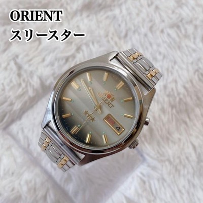 ORIENT Three Star Crystal 21J Gold/Silver Automatic Day-Date Watch