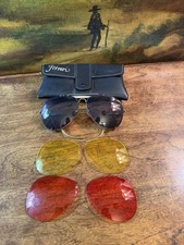 Vintage FERRARI Sunglasses Amber Yellow Rose lenses metal frames Aviator
