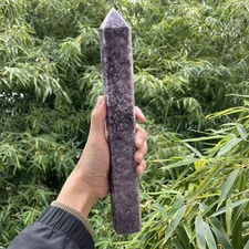 2.2LB 12.2 " Natural Lepidolite Obelisk Tower Decor Crystal Healing  Energy