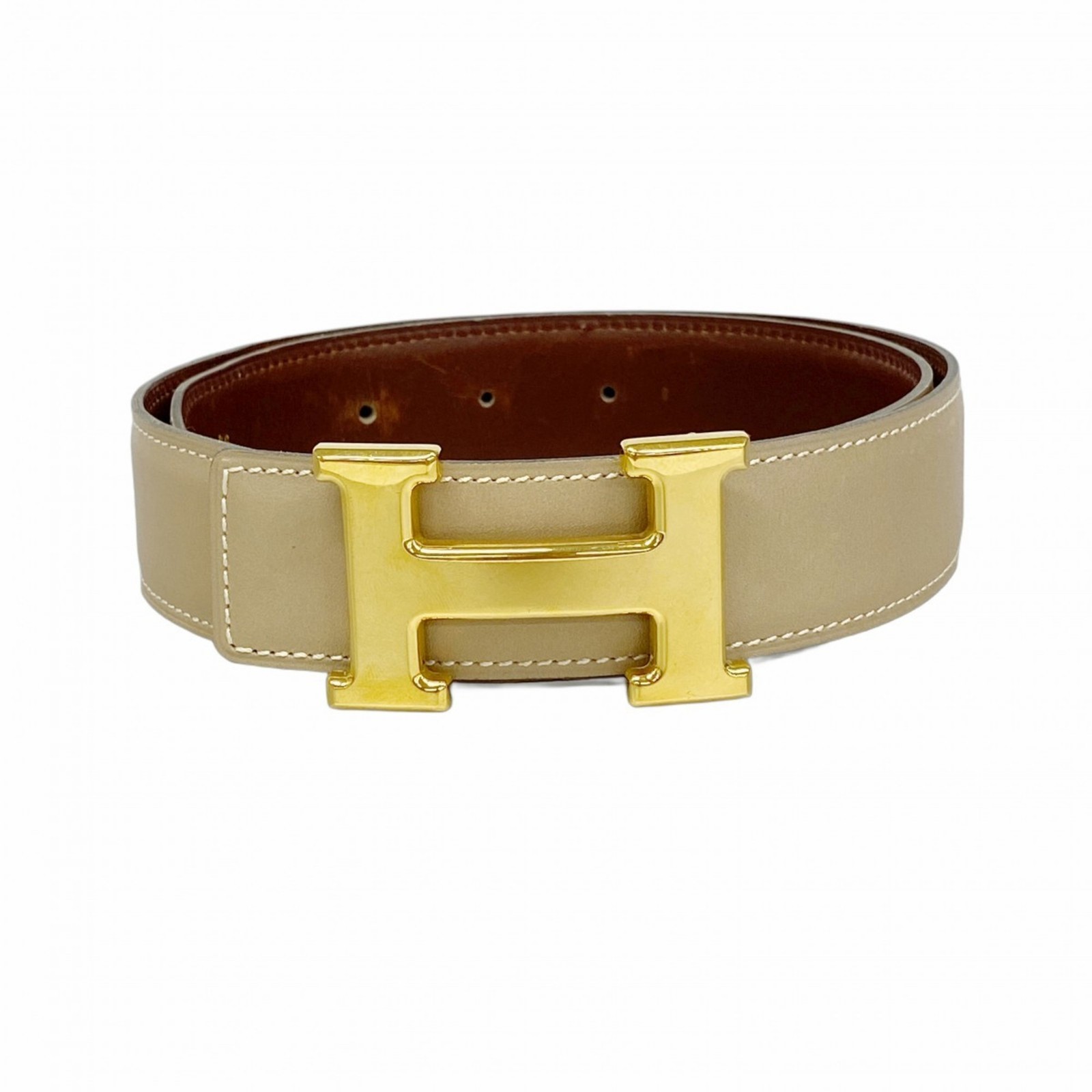 Hermes Hermès Constance Belt, Box Calf Leather, Beige/Brown, □B St... GZl1fcgq