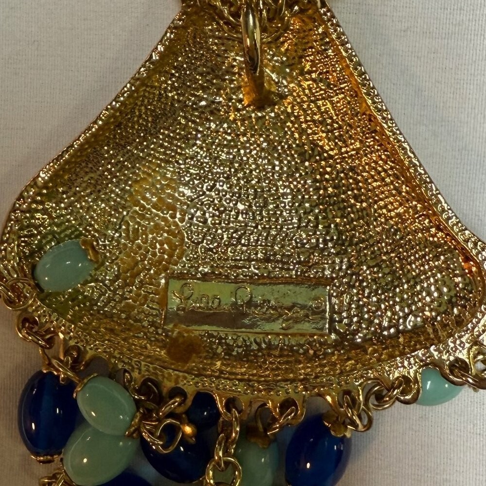 Lilly Pulitzer Bombshell Shell Necklace Gold Blue… - image 6