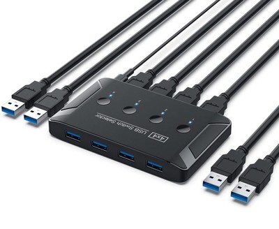 USB 3.0 Switch, 2 Computers Share 4 USB Devices, KVM Switcher, Printer, Mouse